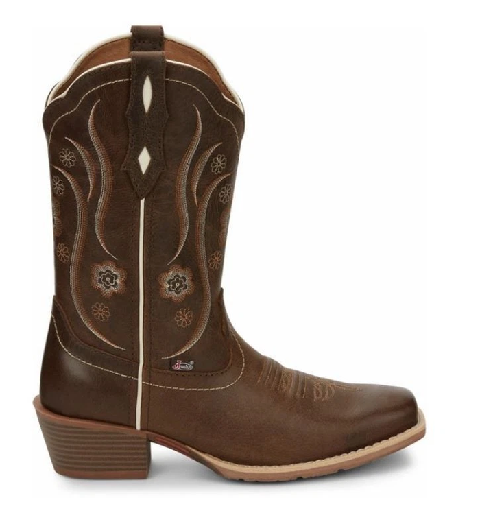 Justin Women's Jesse Square Toe Brown Western Country Boots GYP2937 RRP$369