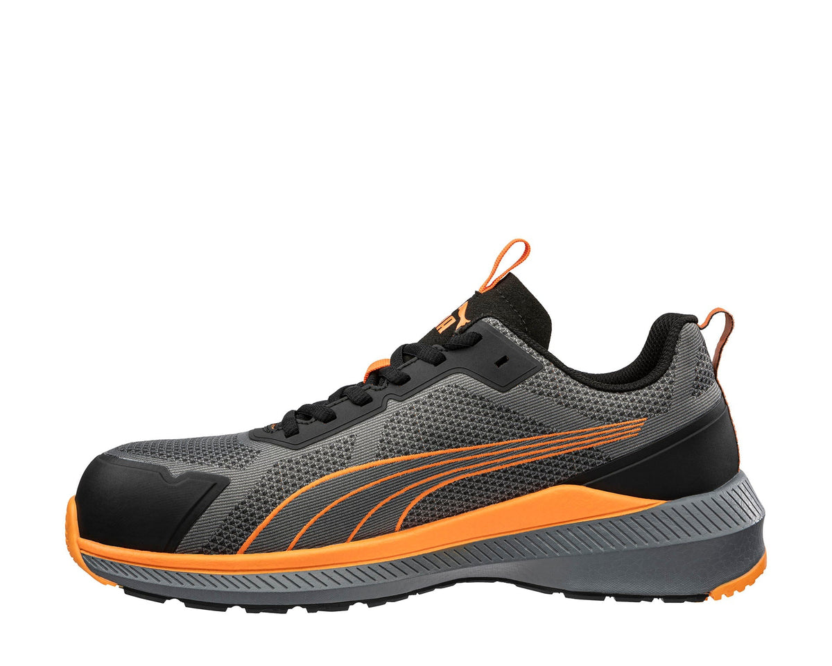 PUMA Safety Slide Low grey orange left view