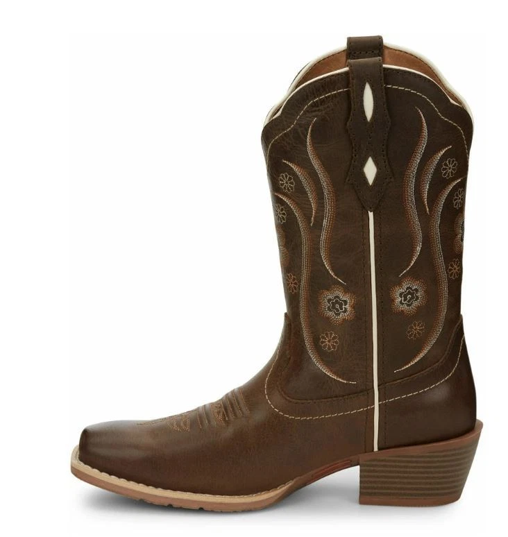 Justin Women's Jesse Square Toe Brown Western Country Boots GYP2937 RRP$369