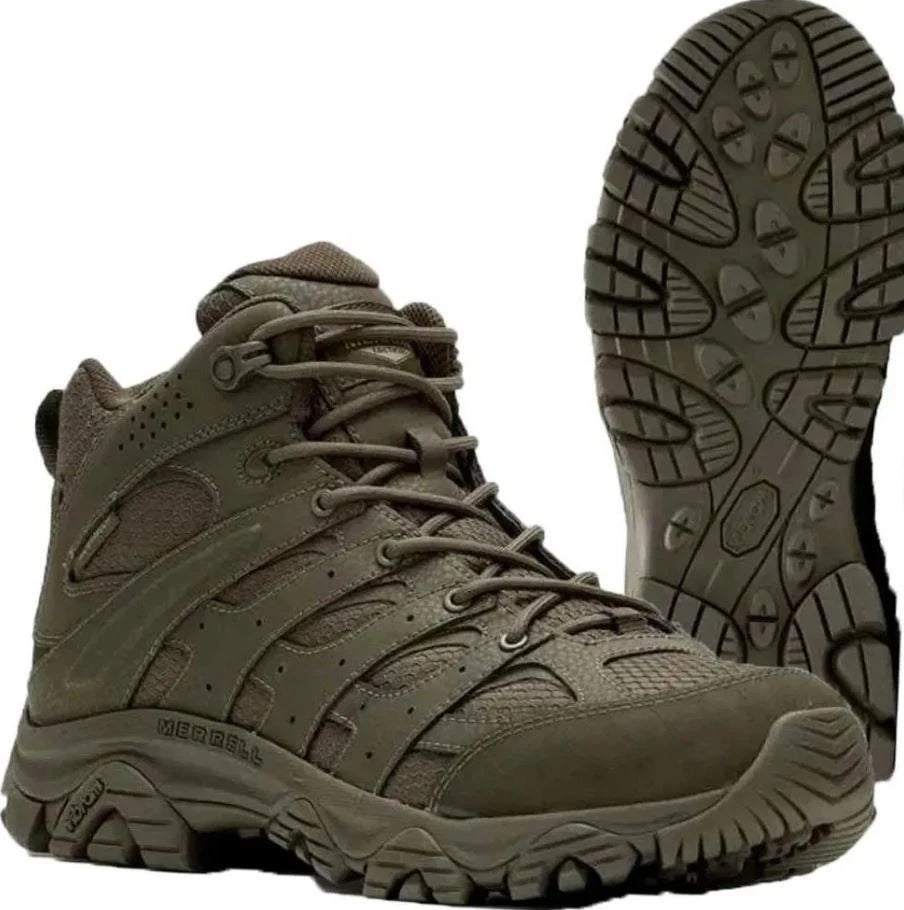 Merrell Tactical Men's Moab 3 Coyote Mid Waterproof Boots J004113 Dark Olive - Photo 1