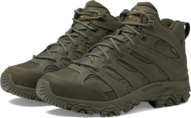 Merrell Tactical Men's Moab 3 Coyote Mid Waterproof Boots J004113 Dark Olive - Photo 2